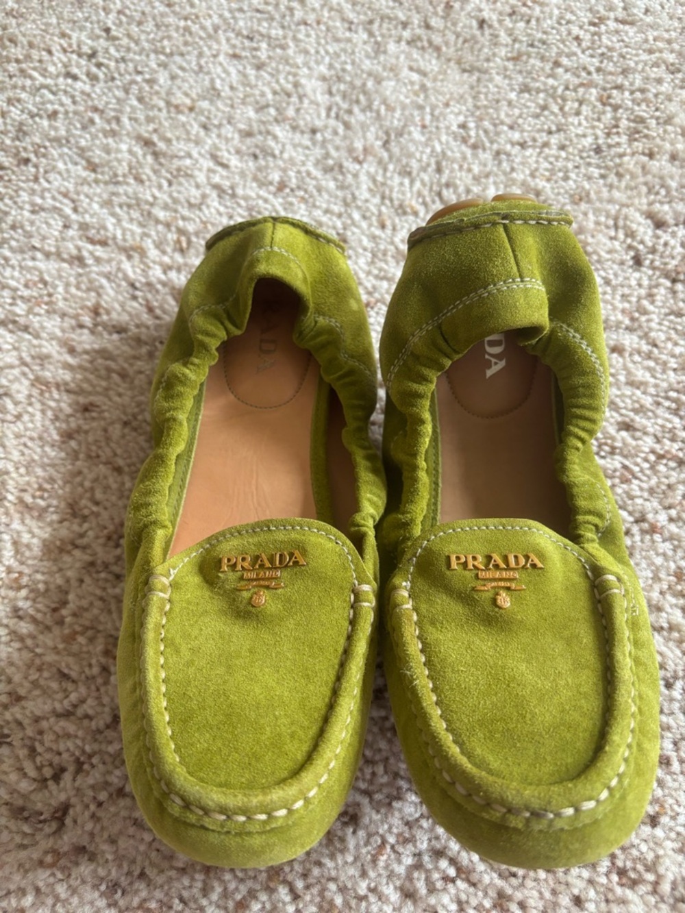 Prada Green Suede Loafers